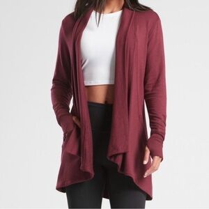 Athleta Deep Red Open Front Cardigan